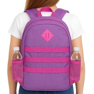 Backpack Purple Orchid with Pink Trim Side Pockets Unisex New